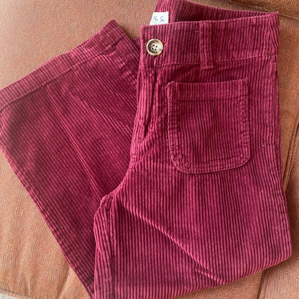 Corduroy Wide Leg Cropped Pants